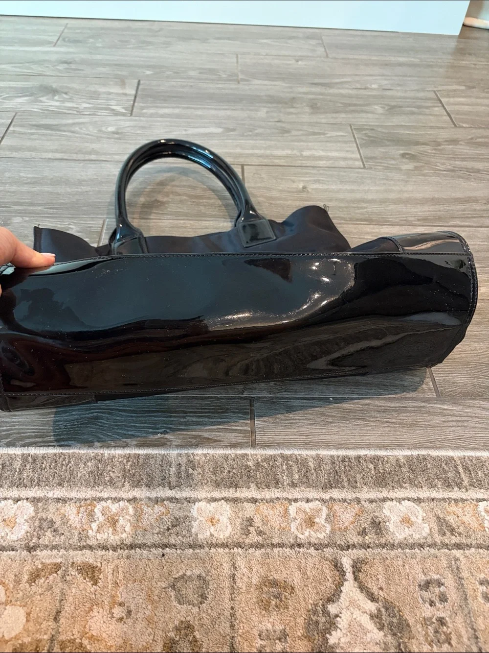 Tory Burch Ella Black Nylon Tote with Patent Logo